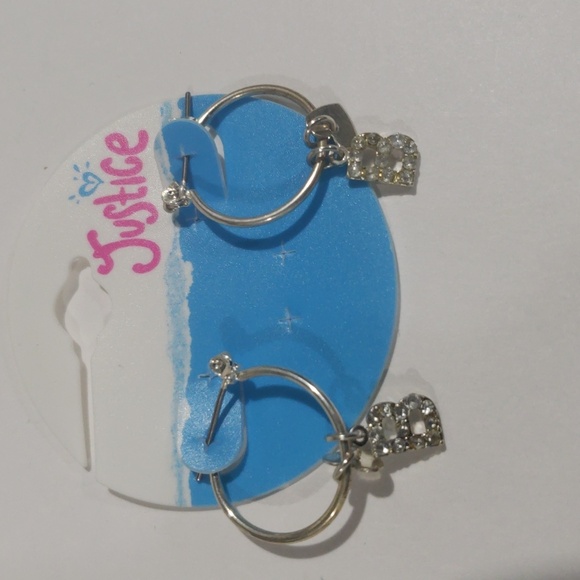 Justice Silver-tone Hoop Earrings Sparkling "B" & star-shaped charms - Girls - Picture 4 of 8